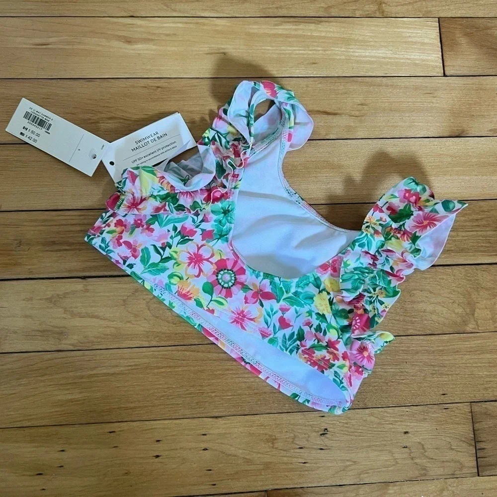 NWT‎ Janie and Jack ruffle floral print swimsuit top